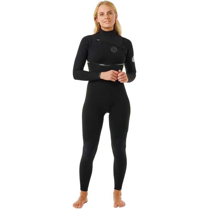 2024 Rip Curl Mujer E-Bomb 3/2mm Chest Zip Neopreno 15NWFS - Black